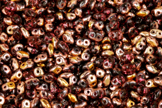 Matubo Superduo™ 2,5x5 mm, bal. 10 g - transparentní ametyst s půlpokovem zlato Capri