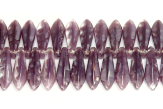 Mačkané jazýčky 5x16 mm, 25 ks - fialové proužkované měsíční sklo