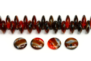 Mačkaná čočka 8 mm, 25 ks - černo-červené žíhané