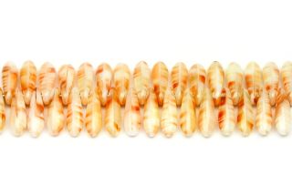 Mačkané jazýčky 3x11 mm, 35 ks - béžovooranžový achát