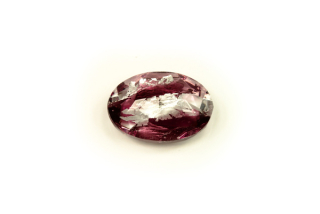 Skleněný bižuterní kámen, dubleta ovál 18x13 mm, 1 ks - ametyst se stříbrem