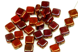 Dvoudírková Czech Tila diagonal 6x6 mm, 30 ks -koralín s duhovým listrem Vega Iris