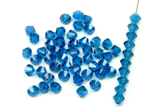 M.C. sluníčka (bicone) 4 mm, 36 ks - transparentní akvamarínově modrá
