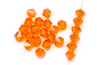 MC perle sluníčka (bicone) 6 mm, 12 ks - transparentní oranžová, hyacint