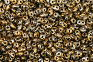 Matubo Superduo™ 2,5x5 mm, bal. 10 g - zlatý granit na černé