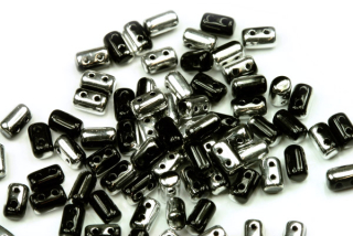 Matubo Rulla™ 3x5 mm, bal. 10 g - stříbrný půlpokov Labrador na černé