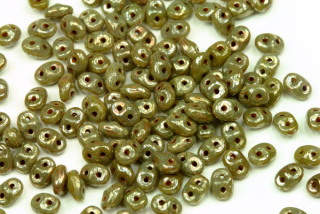 Matubo Superduo™ 2,5x5 mm, bal. 10 g - úprava picasso na syté šedé