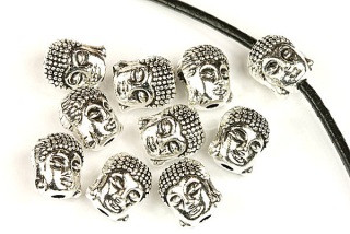 Kovový korálek Buddha 10x9x8 mm, starostříbro, 1 ks