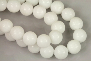 Minerální korálky - kulička 8 mm, 1 ks - bílý nefrit, dobarvený