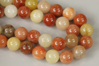 Minerální korálky - kulička 8 mm, 1 ks - žlutý a červený avanturín