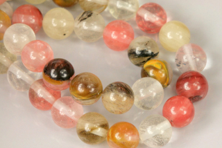 Minerální korálky - kulička 8 mm, 1 ks - křišťál třešňový