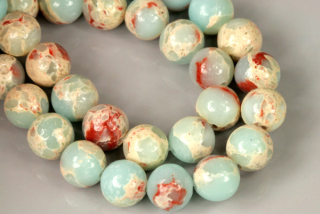 Minerální korálky - kulička 8 mm, 1 ks - regalit (jaspis aqua terra)