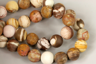 Minerální korálky - kulička 8 mm, 1 ks - jaspis zebrovaný matný (hnědý)