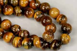 Minerální korálky - kulička 8 mm, 1 ks - tygří oko