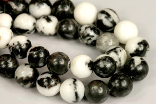 Minerální korálky - kulička 8 mm, 1 ks - jaspis zebrovaný (bílo-černý)