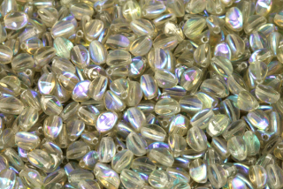 Mačkaná pohanka klasik 5x4 mm, 30 ks -  transp. kouřově šedá (black diamond) s AB pokovem