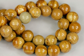 Minerální korálky - kulička 8 mm, 1 ks - zkamenělé dřevo