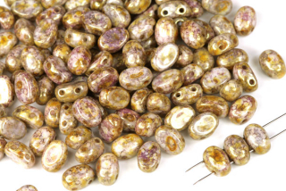 Dvoudírkový korálek Bios 5x7 mm, 30 ks - bronzový mramorovaný listr Senegal na alabastru