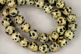 Minerální korálky - kulička 8 mm, 1 ks - jaspis dalmatin