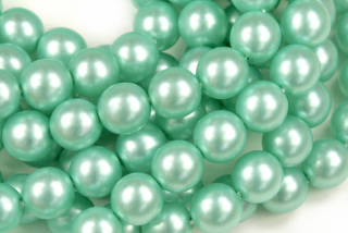 Voskované korálky kuličky 8 mm, 20 ks/16 cm - modrozelená, matná