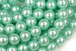 Voskované korálky kuličky 8 mm, 20 ks/16 cm - modrozelená