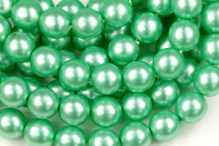 Voskované korálky kuličky 8 mm, 20 ks/16 cm - modrozelená, matná