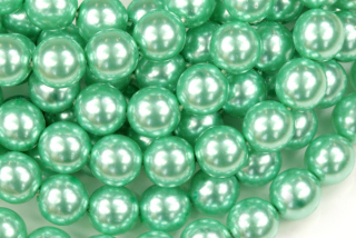 Voskované korálky kuličky 8 mm, 20 ks/16 cm - modrozelená