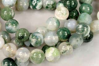 Minerální korálky - kulička 8 mm, 1 ks - achát mechový