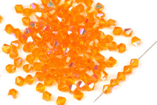 MC perle Rondelle (sluníčka) 4 mm, 36 ks - transparentní oranžová, hyacint s AB pokovem