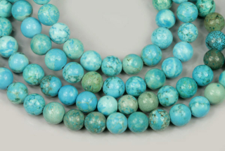 Minerální korálky - kulička 6 mm, 1 ks - tyrkenit (dobarvený magnezit), modrý