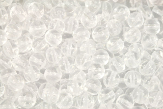 Mačkané korálky kuličky 6 mm, 27 ks/16 cm - krystal, čiré