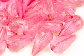 Plastové korálky, broušené hrušky 21x11 mm, 1 ks - transparentní růžová