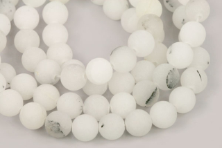 Minerální korálky - kulička 8 mm, 1 ks - rutilový křišťál matný