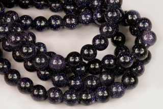 Minerální korálky - kulička 6 mm, 1 ks - modrý sluneční kámen (zlatý avanturín)