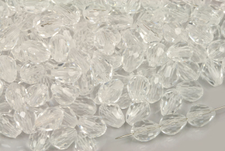 Broušené korálky hrušky 8x6 mm, 20 ks - čirá, krystal
