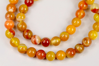 Minerální korálky - kulička 8 mm, 1 ks - dobarvený achát - žlutý