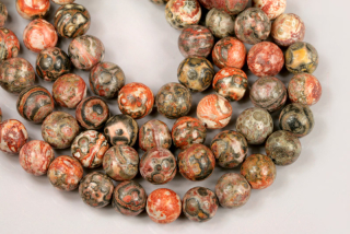 Minerální korálky - kulička 8 mm, 1 ks - leopardí jaspis
