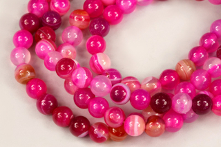 Minerální korálky - kulička 6 mm, 1 ks - dobarvený achát - růžový, fuchsie