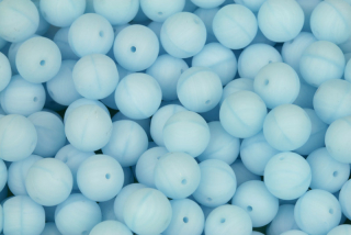 Mačkané korálky kuličky 8 mm, 20 ks/16 cm - sytá světle tyrkysově modrá, matná