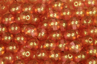 Mačkané korálky kuličky 8 mm, 20 ks/16 cm - červený listr na krystalu