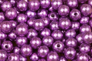 Plastové korálky voskované, imitace perel, kulička 8 mm, 20 ks - fialová