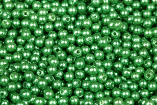 Plastové korálky voskované, imitace perel, kulička 4 mm, 100 ks - zelená