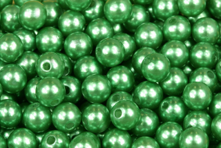 Plastové korálky voskované, imitace perel, kulička 8 mm, 20 ks - zelená