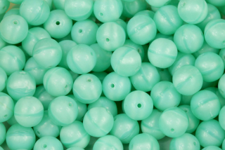 Mačkané korálky kuličky 8 mm, 20 ks/16 cm - opálový zelený akvamarín, zelený aqua