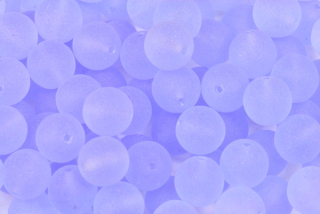 Mačkané korálky kuličky 8 mm, 20 ks/16 cm - transp. světle safírově modrá, matná