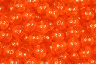 Mačkané korálky kuličky 8 mm, 20 ks/16 cm - transparentní oranžová