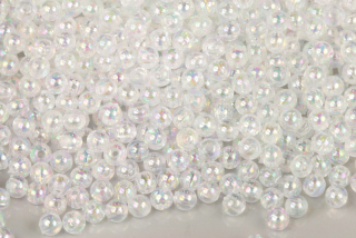 Plastové korálky, kulička 4 mm, 100 ks - čirá s duhovým povrchem
