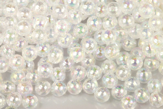 Plastové korálky, kulička 6 mm, 50 ks - čirá s duhovým povrchem