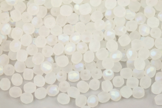 Broušené korálky ohňovky 4 mm, 40 ks/16 cm - matný krystal s duhovým dekorem AB