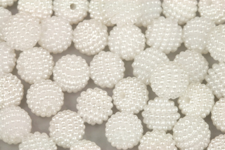 Plastové korálky voskované, perličková kulička 10 mm, 20 ks - perleťově bílá